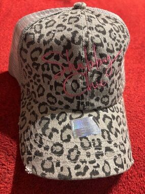 Shabby Chic Leopard Print women’s Trucker Hat - Pink Embroidery new